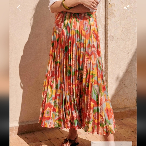 Sezane Dilo Long Pleaded Flowy Skirt - Picture 2 of 7